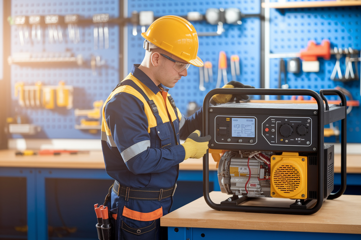 electricien-casque-generateur-atelier