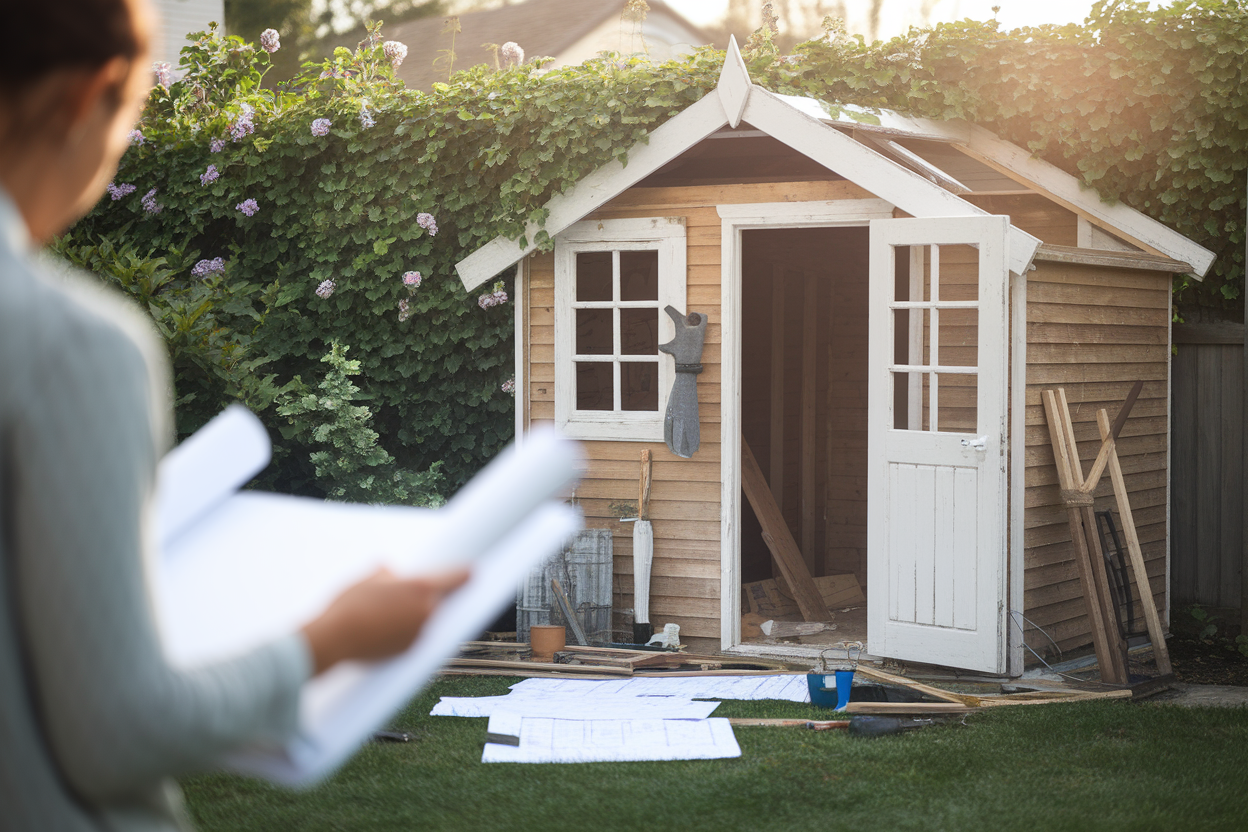 jardin-cabane-demantelee-personne-plans