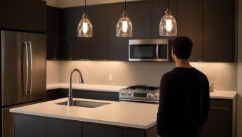 cuisine-moderne-personne-appareils-eclairage