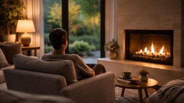 salon-moderne-cheminee-personne-fenetre-jardin