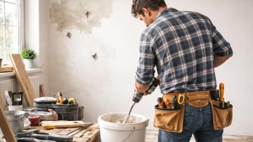 bricoleur-melange-platre-mur-outils