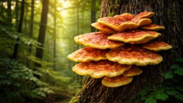 foret-tronc-polypore-caves-feuillage