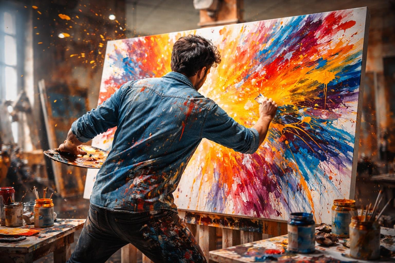 peintre-action-couleurs-vives-atelier