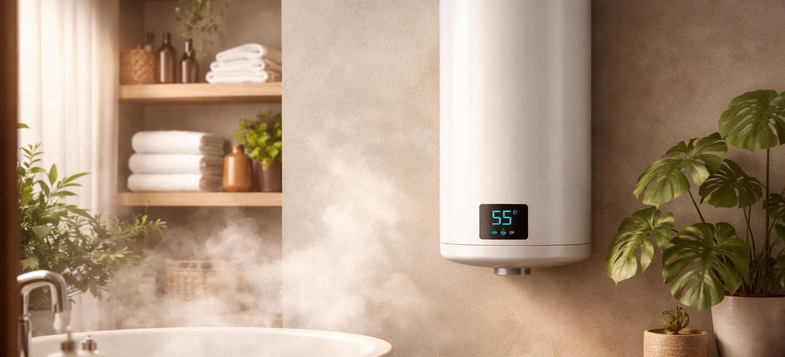 chauffe-eau-salle-bain-elegante-plantes