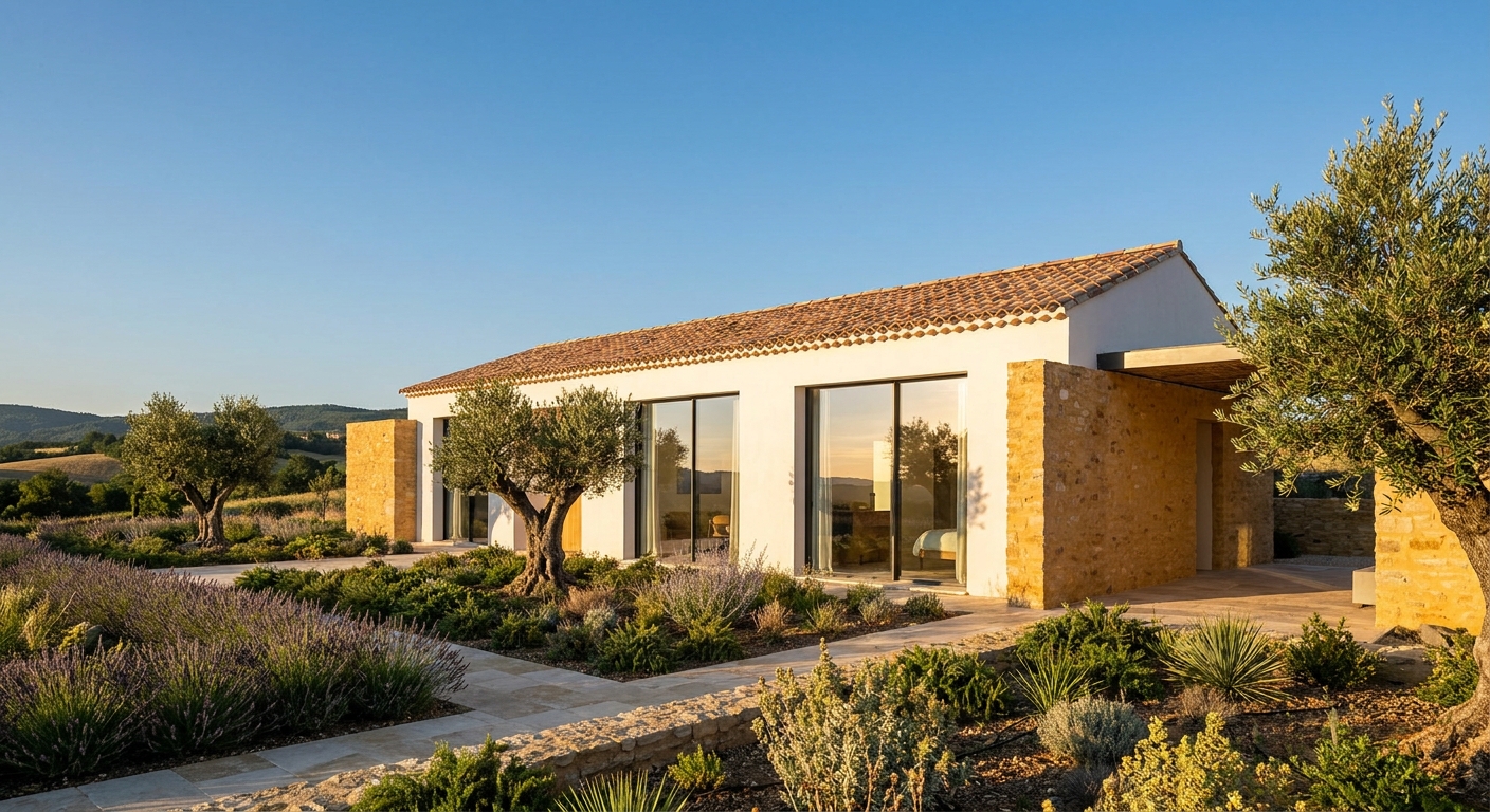 maison individuelle neuve livrée clé en main dans le Sud-Ouest de la France, vue extérieure façade moderne